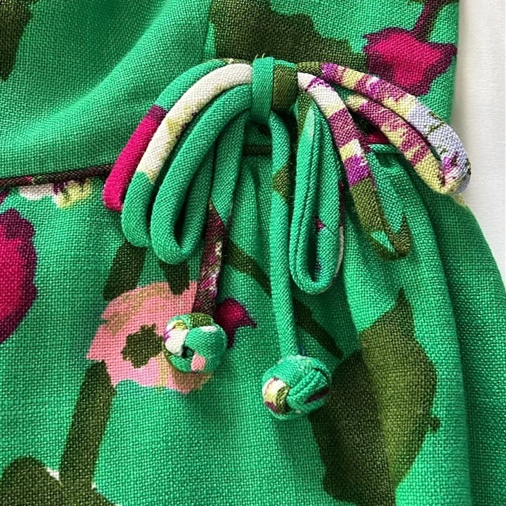 Vintages 60s Union Made Green Floral Print Dress - Picture 5 of 6